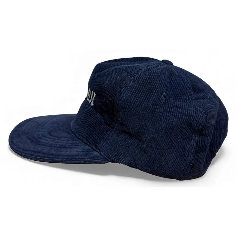 Vintage Oregon Rope Hat Adult Navy Blue Adjustable Script Strap Back‎ Corduroy